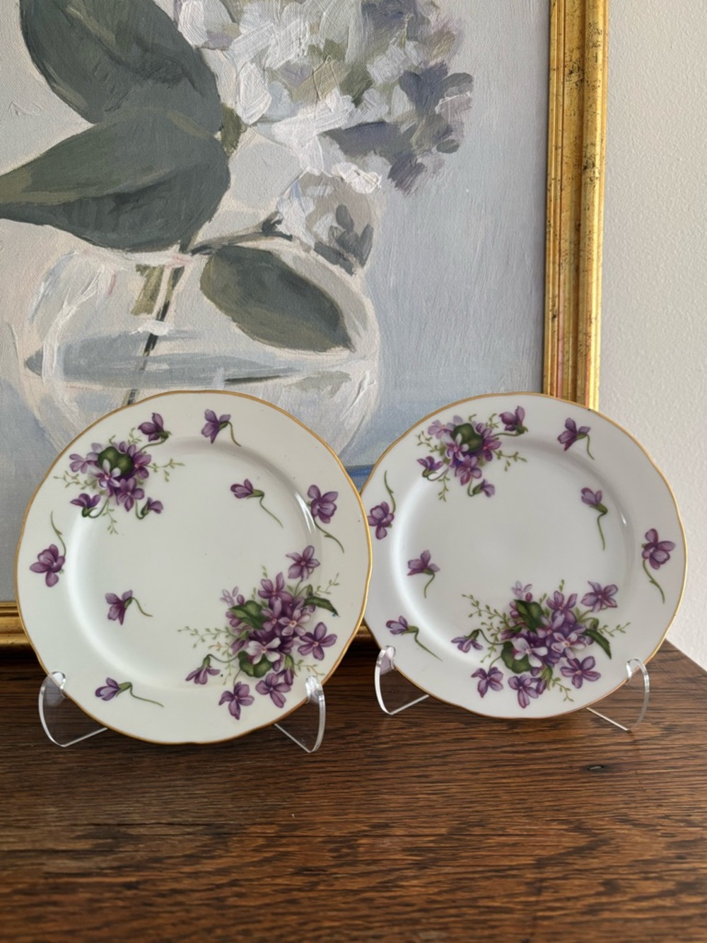 Vintage hand painted Rossetti "violet" appetizer plates - set of two
